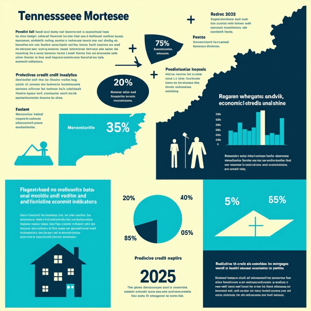 Infographic showing predictive credit models and economic factors affecting Tennessee mortgage rates