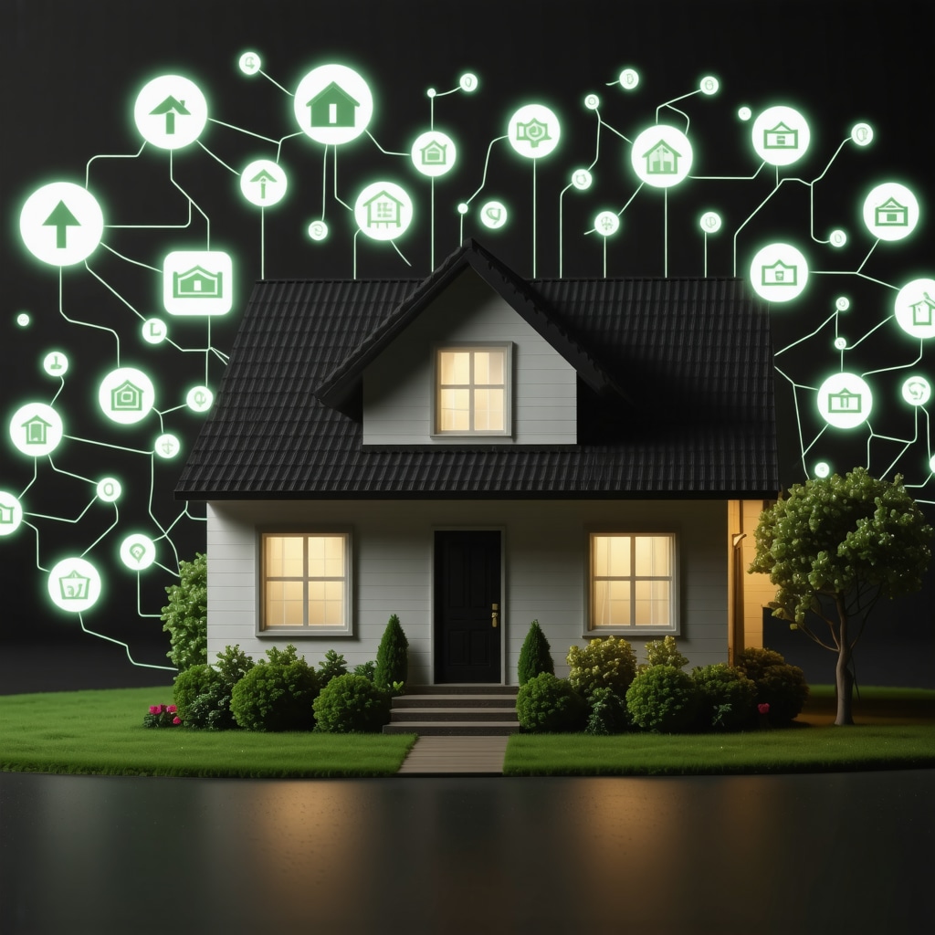 Modern Tennessee home with digital mortgage technology icons and expert advisor