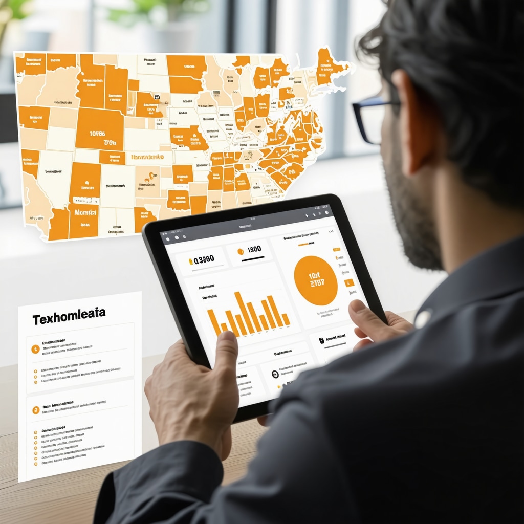 Tennessee homebuyer reviewing mortgage options with regional economic data map