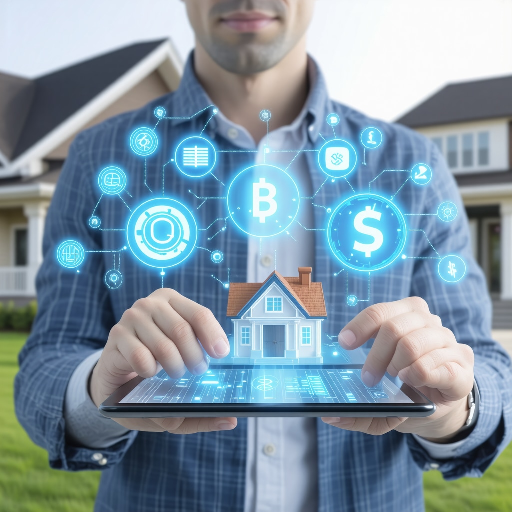 Tennessee homeowner interacting with AI and blockchain technology for advanced mortgage refinancing strategies