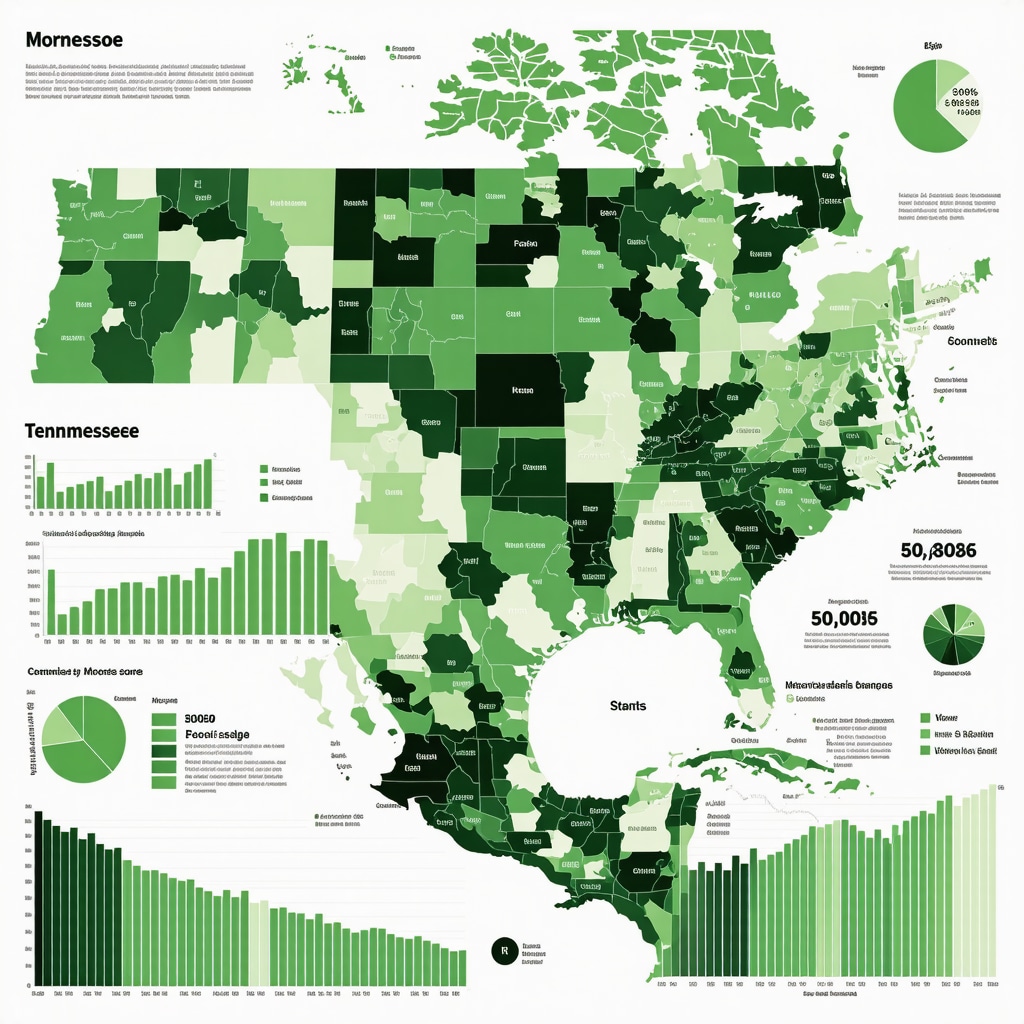 Data dashboard with mortgage rate trends, credit score analytics, and Tennessee real estate market maps