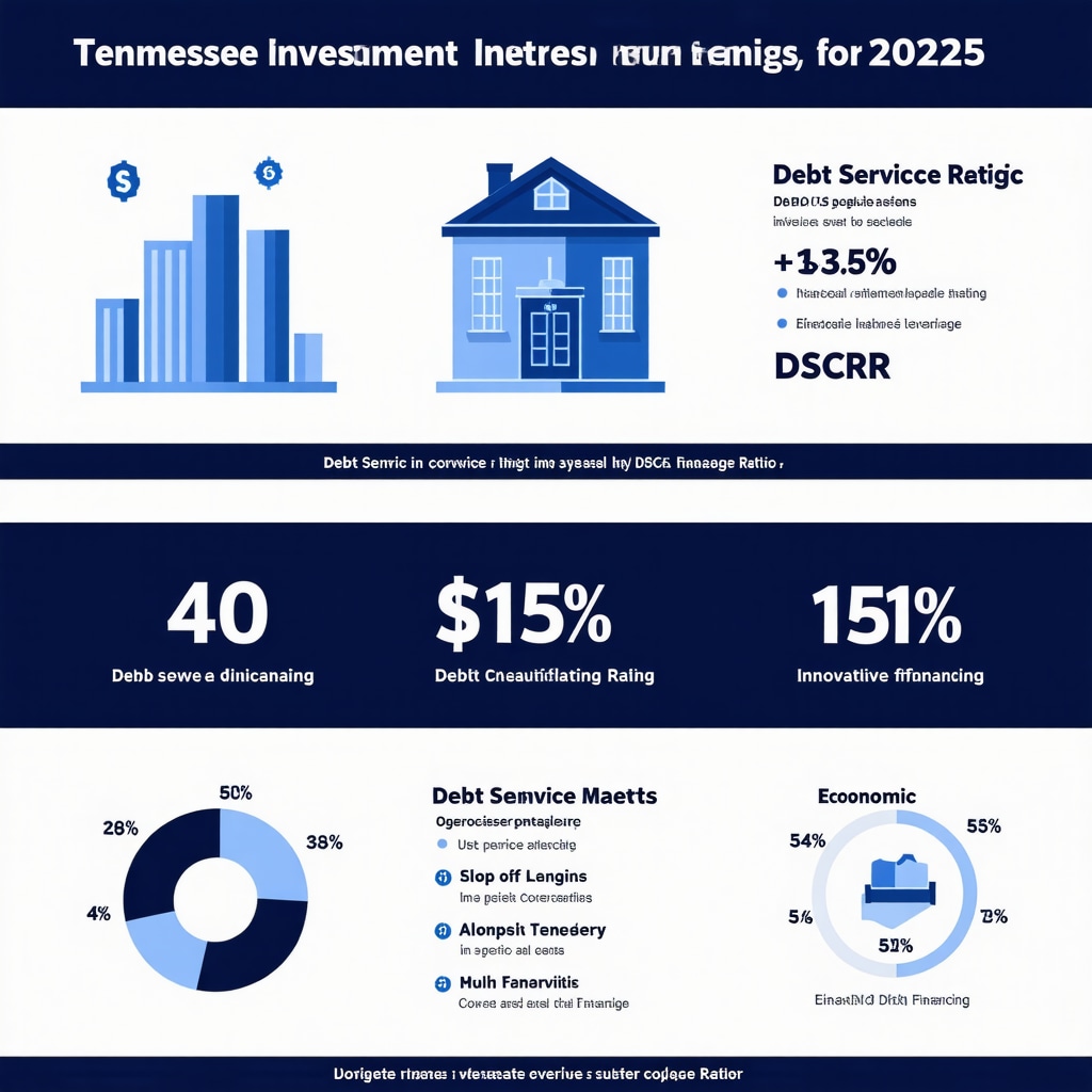 Infographic showing DSCR, local economic indicators, and innovative mortgage financing methods for Tennessee investment properties in 2025