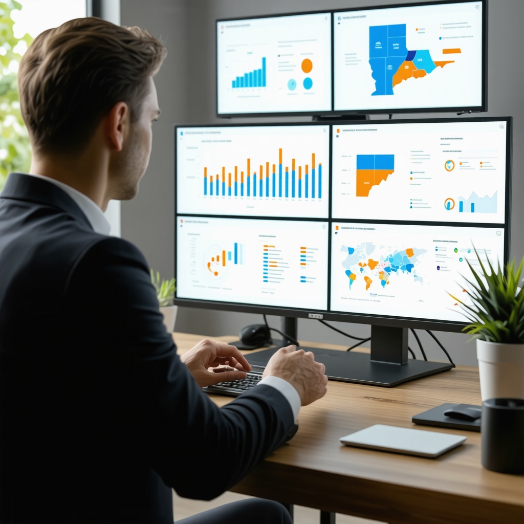 Mortgage broker and Tennessee homebuyer analyzing AI-driven credit and market data on digital screens