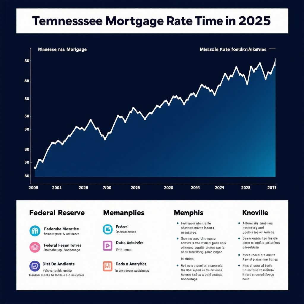 Infographic showing 2025 Tennessee mortgage rate trends, regional market differences, and advanced data analytics usage