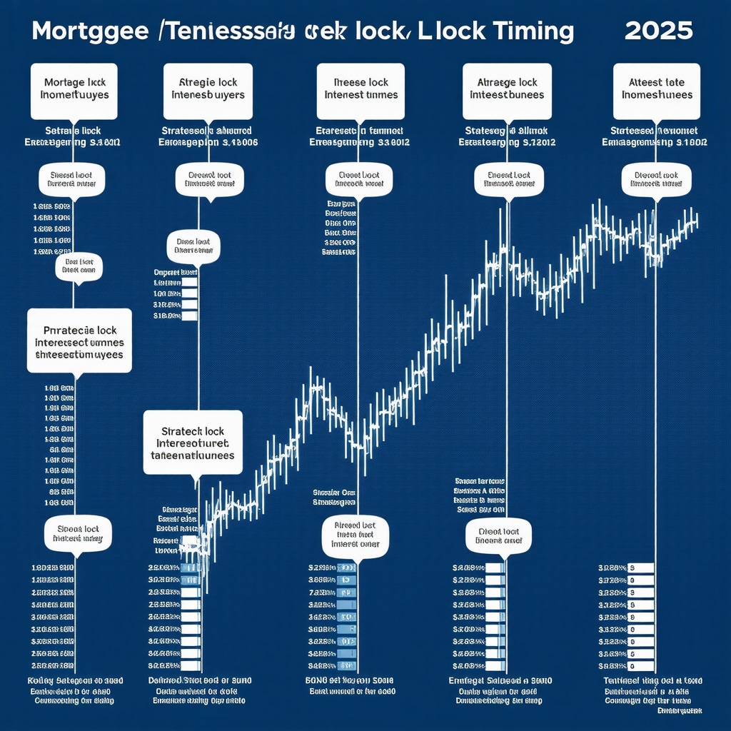 Timeline infographic illustrating mortgage rate lock periods and interest rate fluctuations for Tennessee homebuyers in 2025