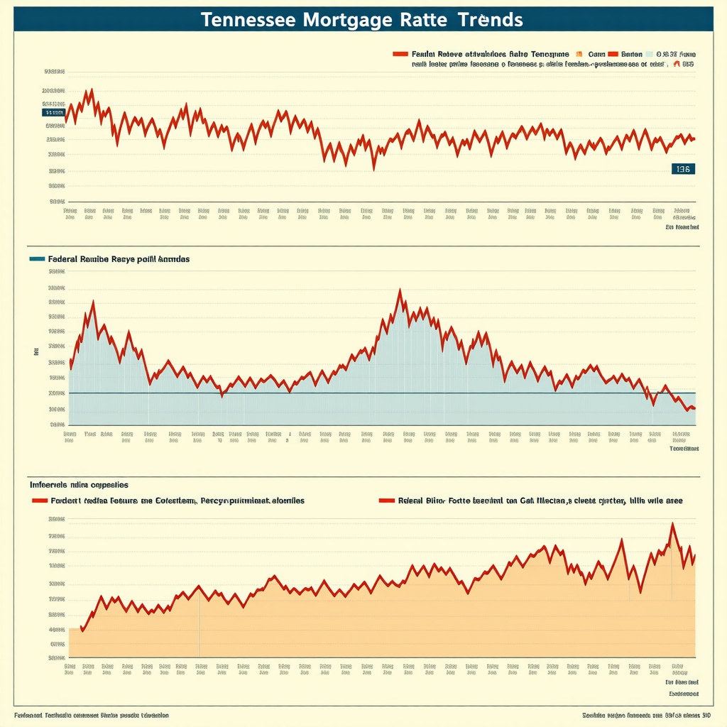 Infographic illustrating Tennessee mortgage rate trends with economic indicators and loan options for 2026