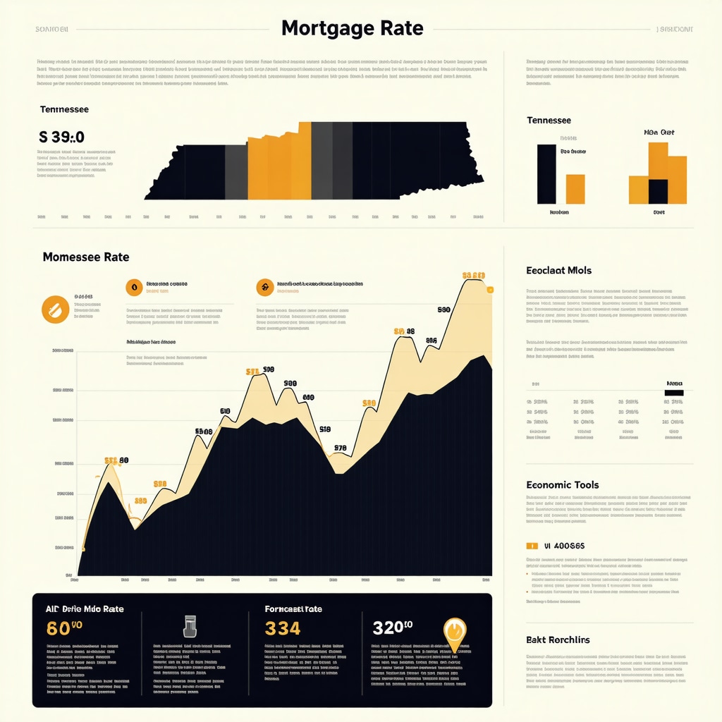 Infographic depicting Tennessee mortgage rate trends alongside economic indicators and AI forecasting tools
