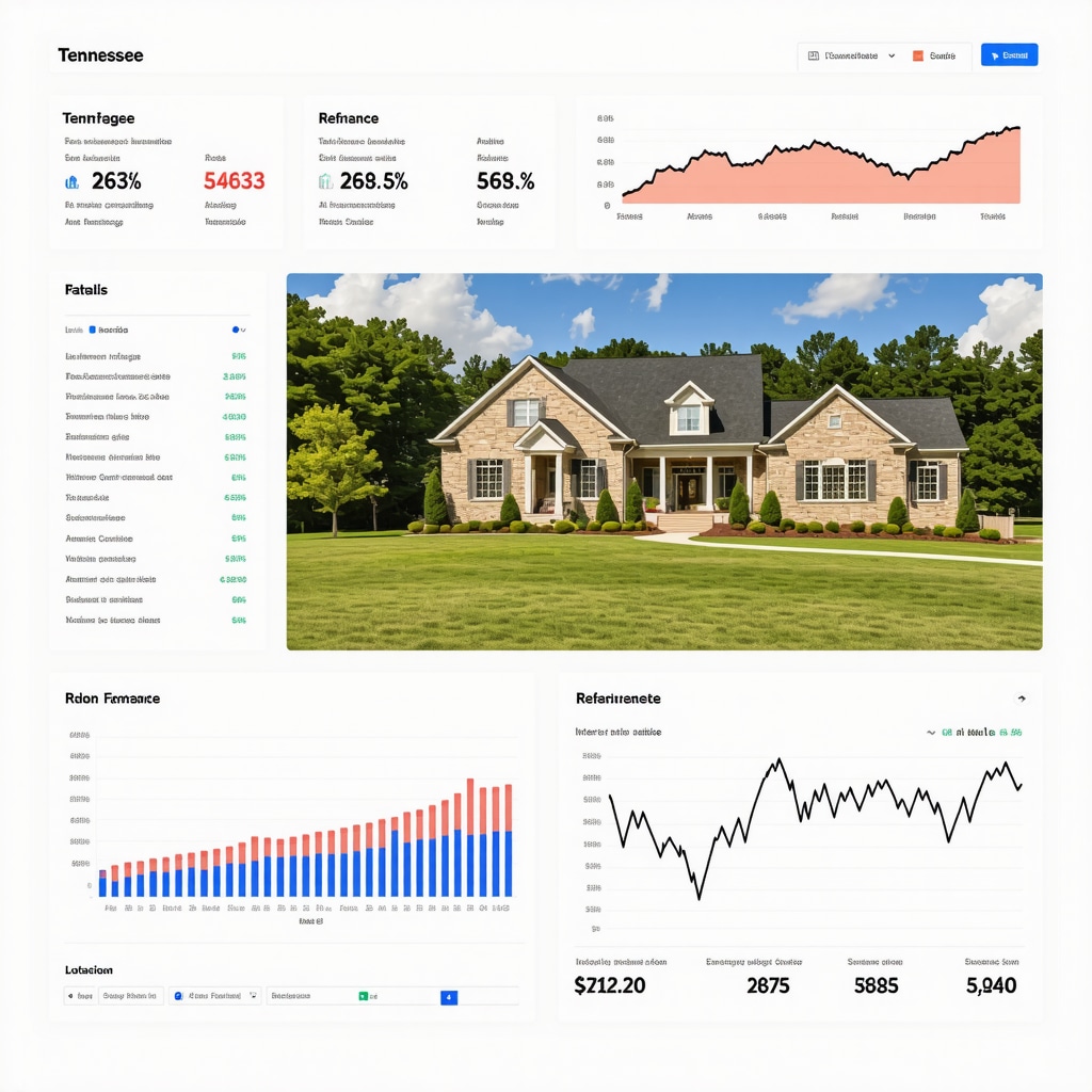 Dashboard showing graphs of mortgage rates, loan-to-value ratios, and economic indicators relevant to Tennessee refinancing