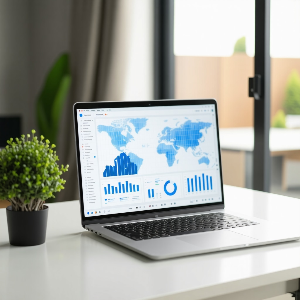 Laptop displaying AI mortgage rate analytics and Tennessee property market data in a home office