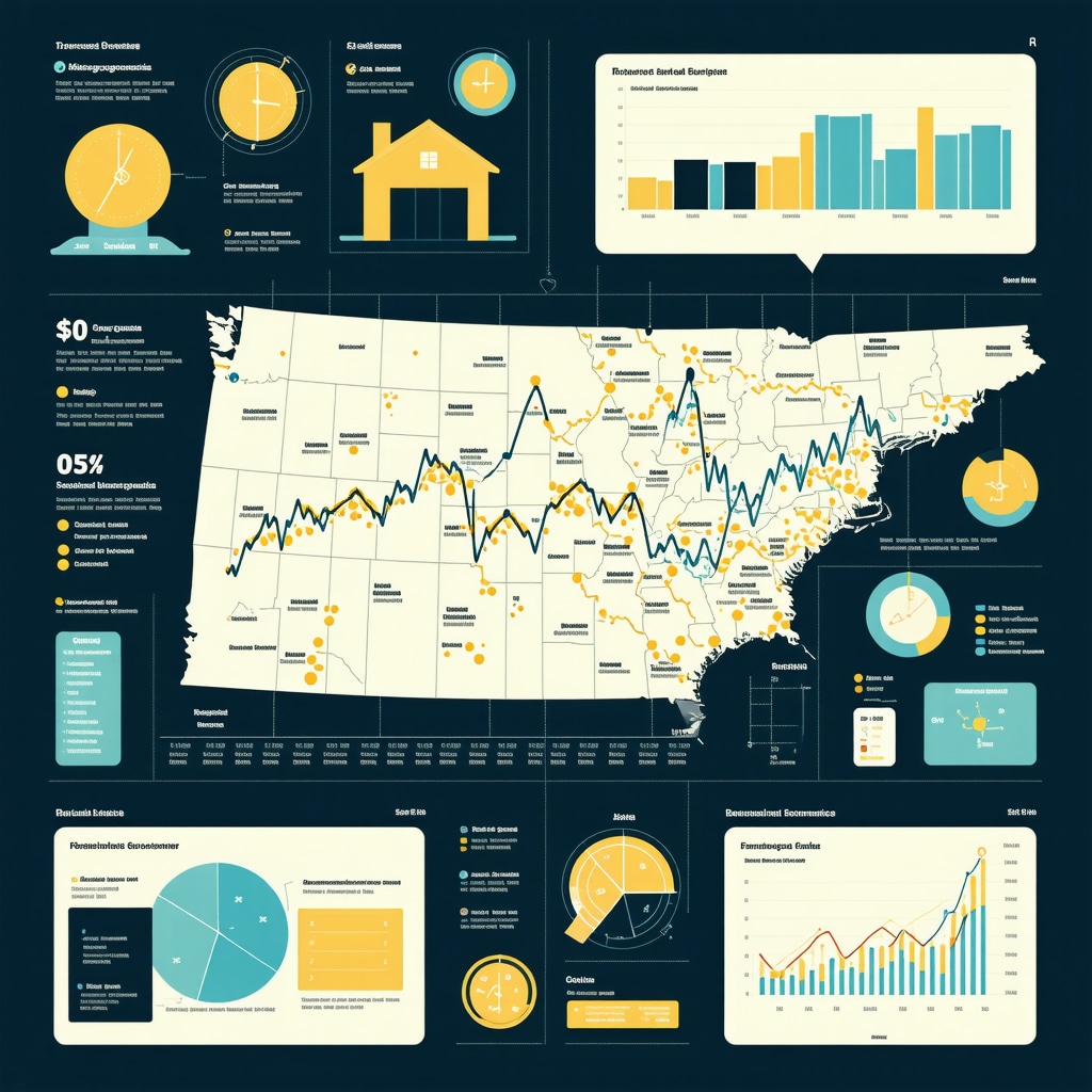 Infographic depicting AI algorithms analyzing Tennessee mortgage rates with economic and behavioral data