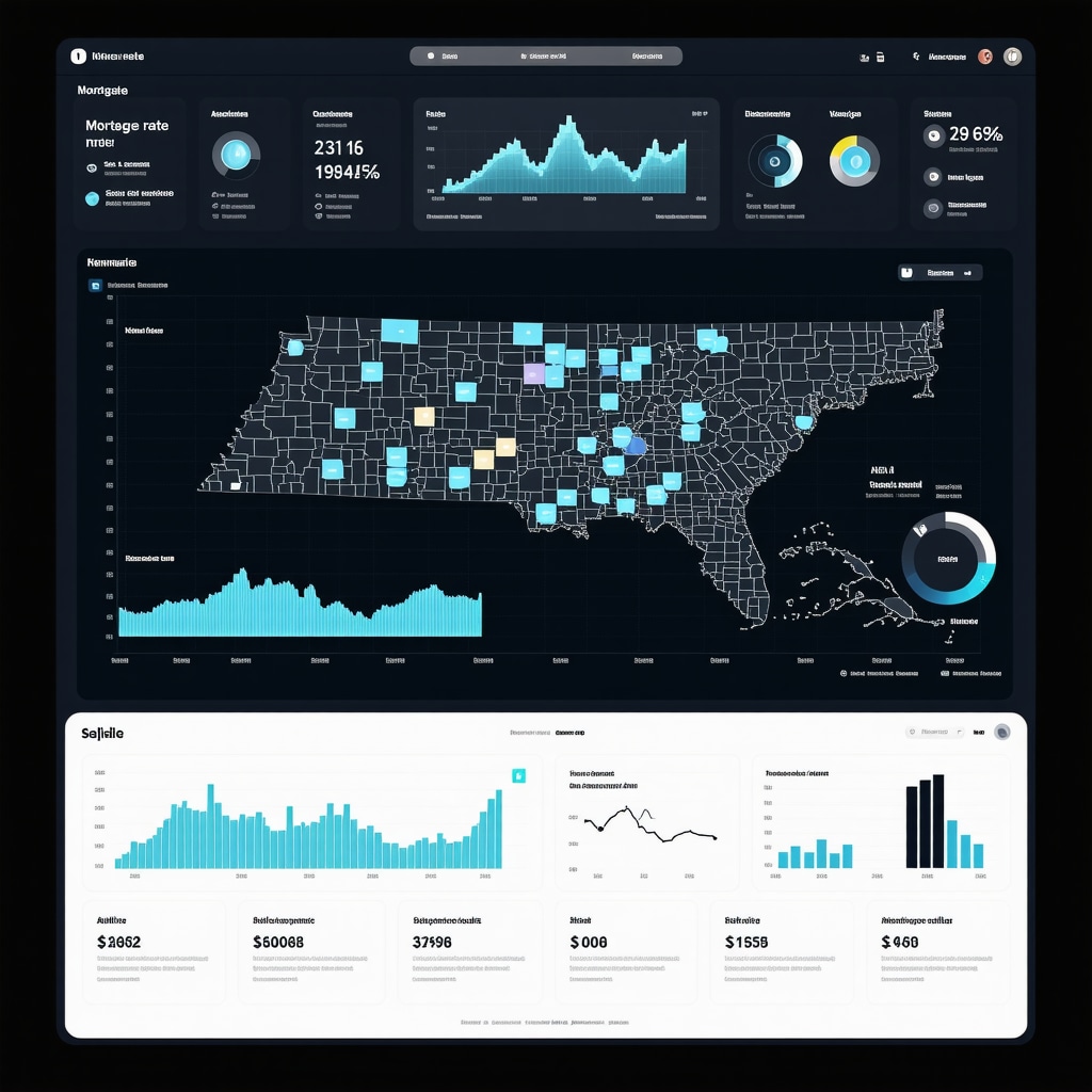 Futuristic dashboard showing AI mortgage rate predictions and Tennessee regional economic data