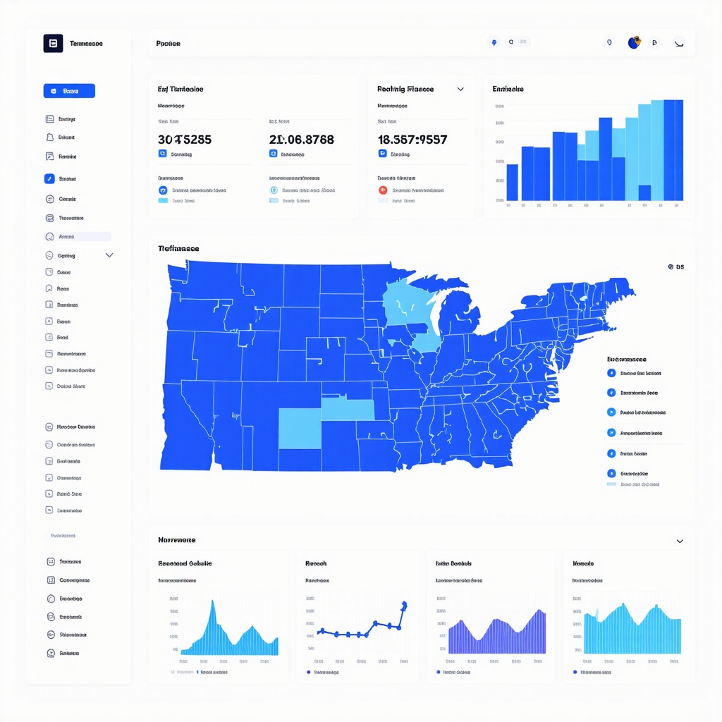 Dashboard showing AI-driven mortgage refinancing analytics with Tennessee state and behavioral finance data visuals