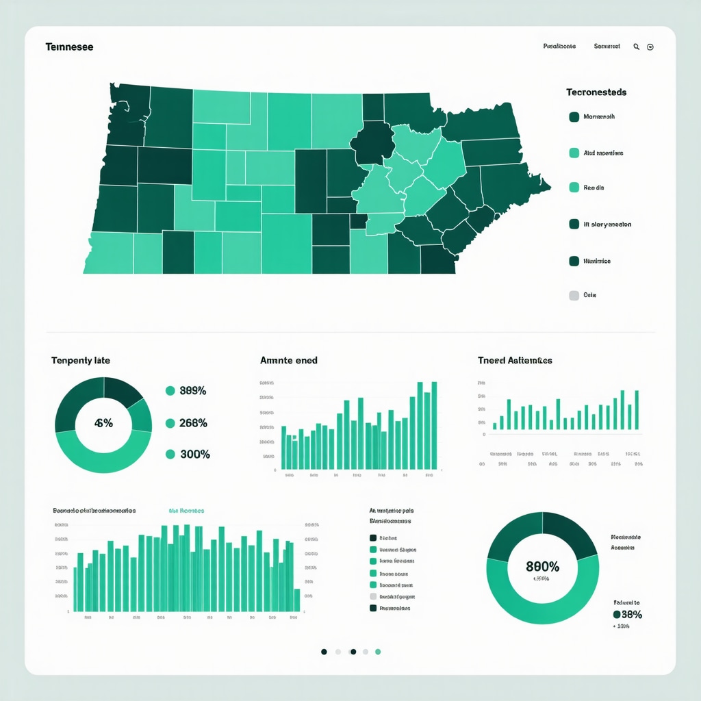 Digital dashboard showing predictive analytics, Tennessee map, and behavioral economics symbols for mortgage strategy