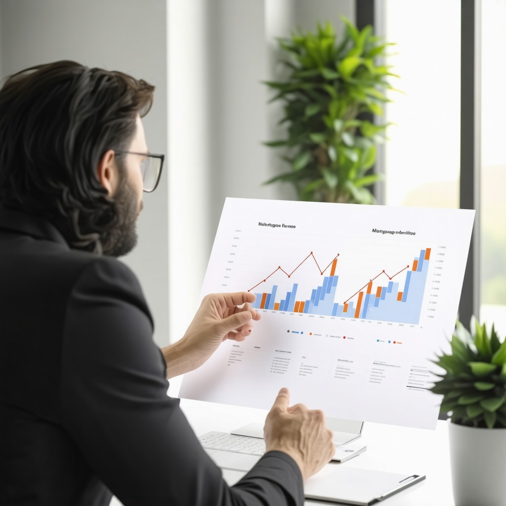 Financial advisor analyzing Tennessee mortgage rate charts with a client.