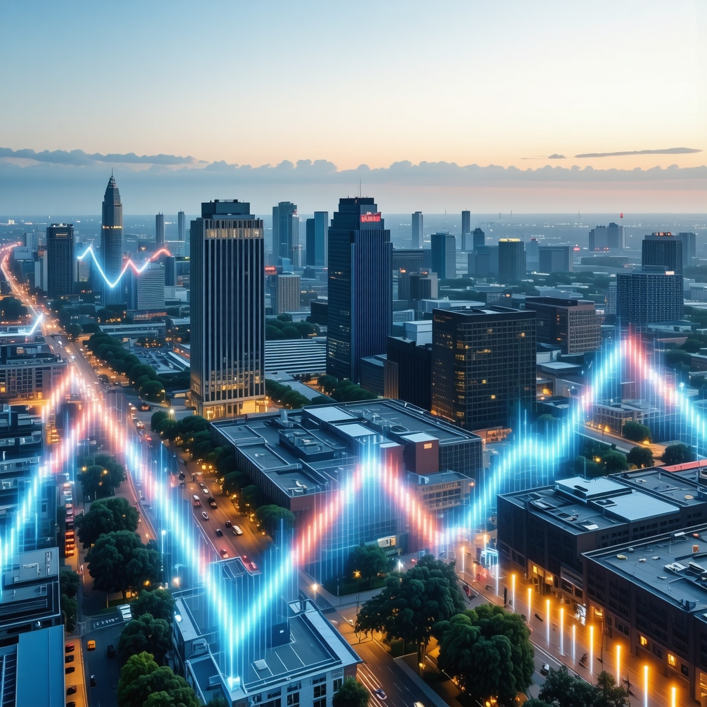 Futuristic Tennessee city with data analytics visuals illustrating mortgage innovations