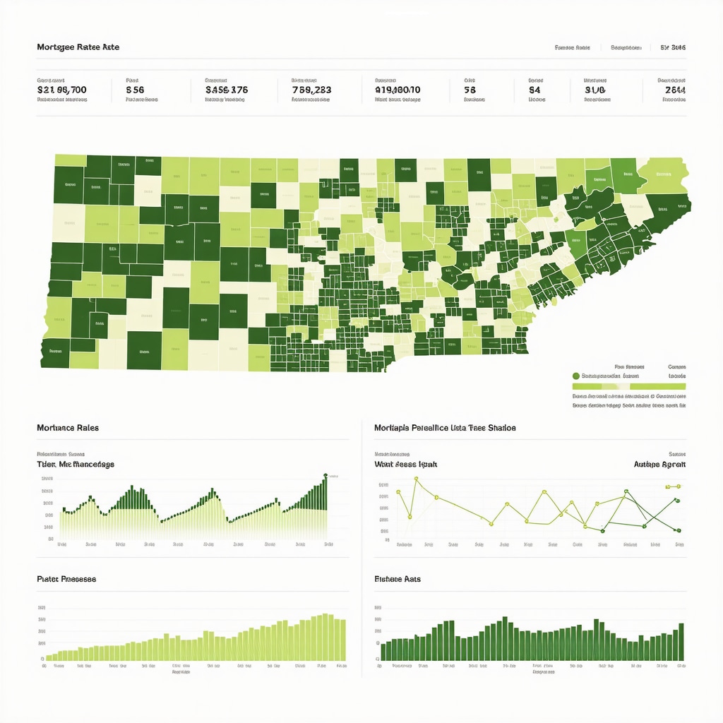 Digital dashboard showing mortgage rate analytics and behavioral finance data for Tennessee