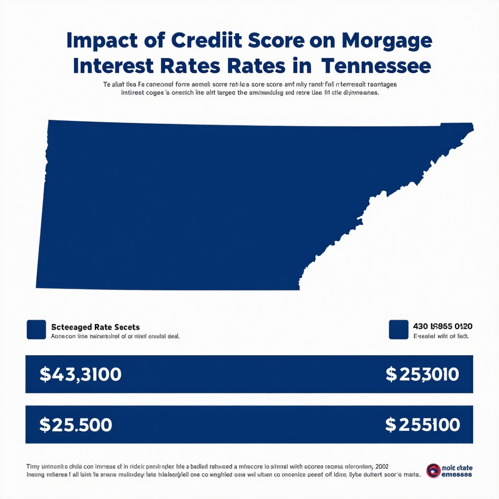 Infographic illustrating how credit scores affect mortgage interest rates across Tennessee