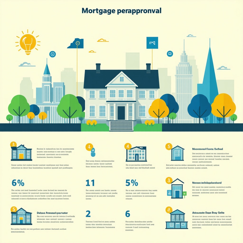 Infographic illustrating mortgage preapproval steps combined with data analytics and Tennessee landmarks