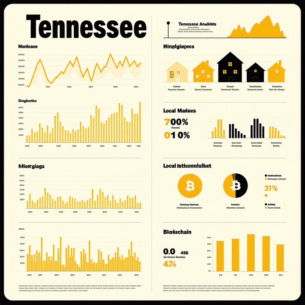 Infographic showing Tennessee mortgage rate trends, local market data, predictive analytics, and fintech innovations for 2025