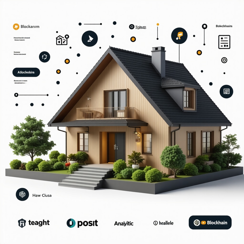 Screenshot of a futuristic mortgage origination interface showcasing AI and blockchain technology
