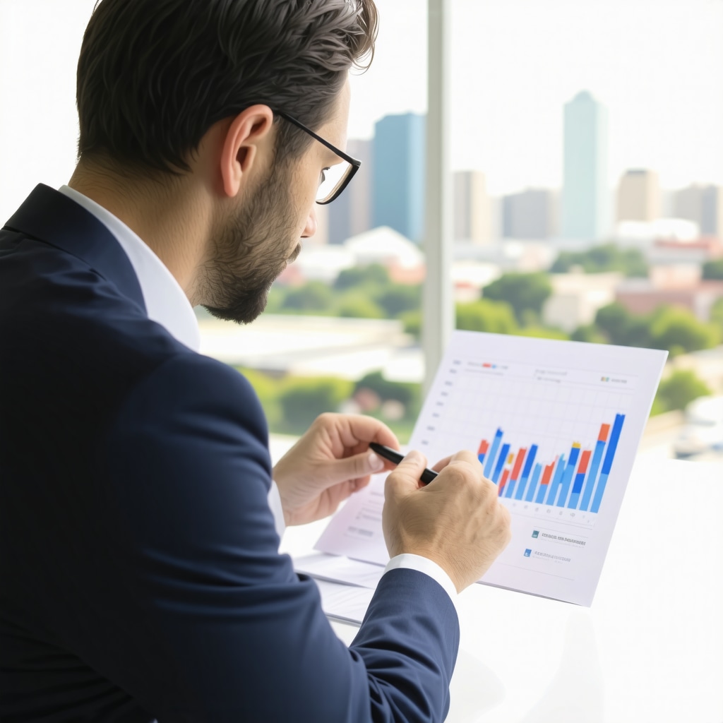 Financial advisor examining Memphis mortgage trends with city skyline