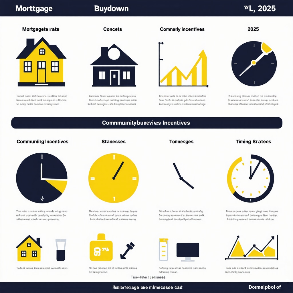 Infographic showing mortgage rate buydown options, community incentive programs, and timing strategies relevant to Tennessee mortgage market in 2025