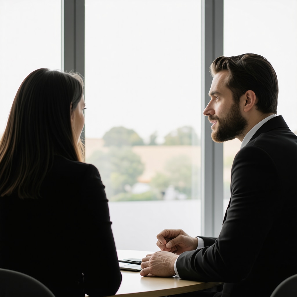 A mortgage broker explaining loan options to a homebuyer