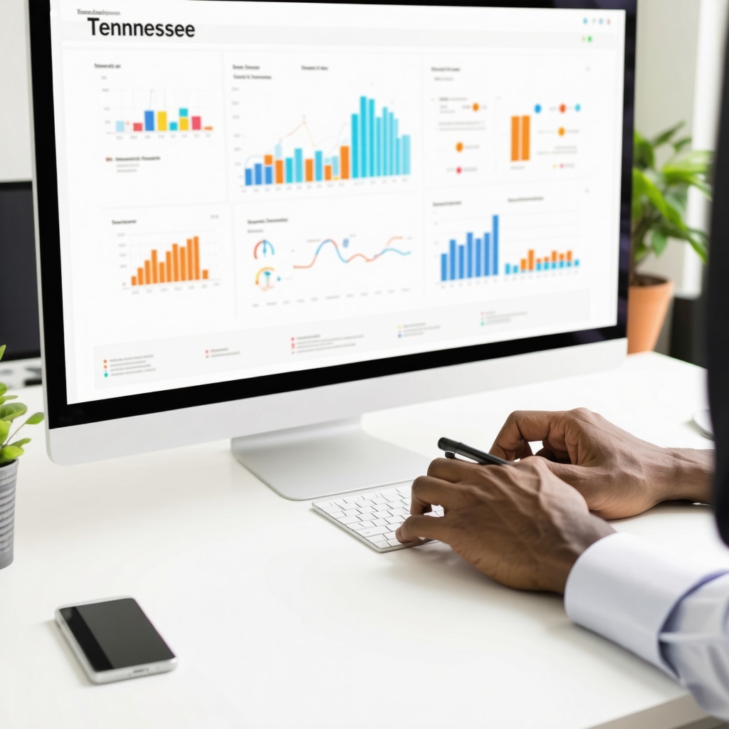 Mortgage advisor analyzing Tennessee market data on a computer
