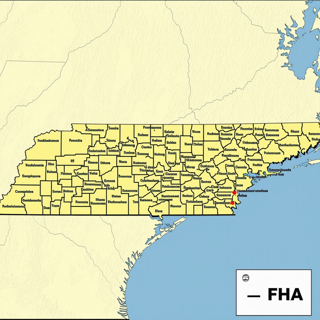 Map of Tennessee showing urban and rural FHA loan opportunities