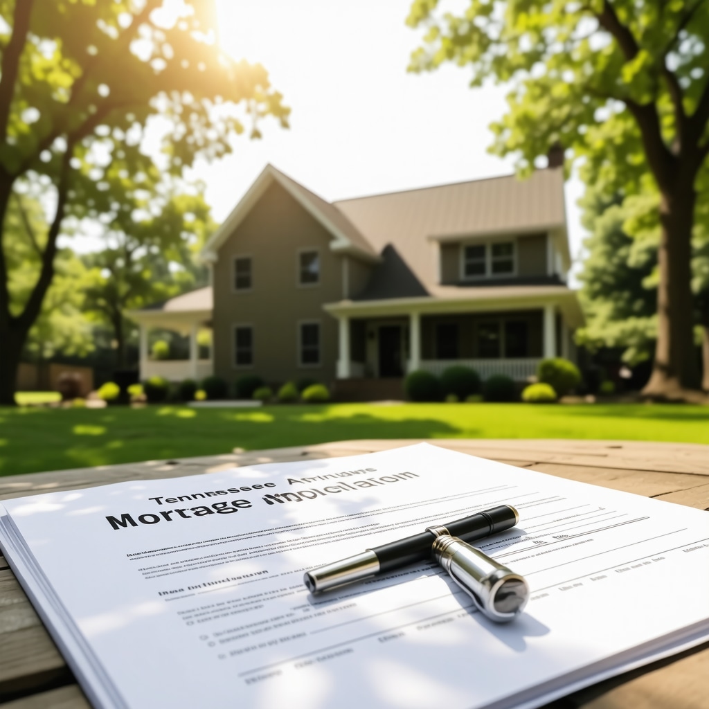 A Tennessee home with mortgage paperwork during a sunny day
