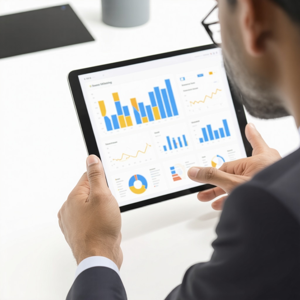 Financial advisor analyzing regional Tennessee mortgage market charts on a tablet.