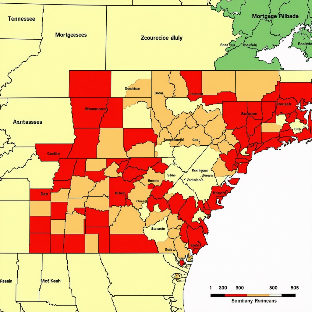 Map of Tennessee showing regional mortgage trends and economic zones for 2025