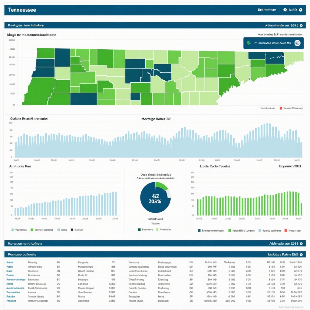 Dashboard with Tennessee economic indicators and mortgage rate trends