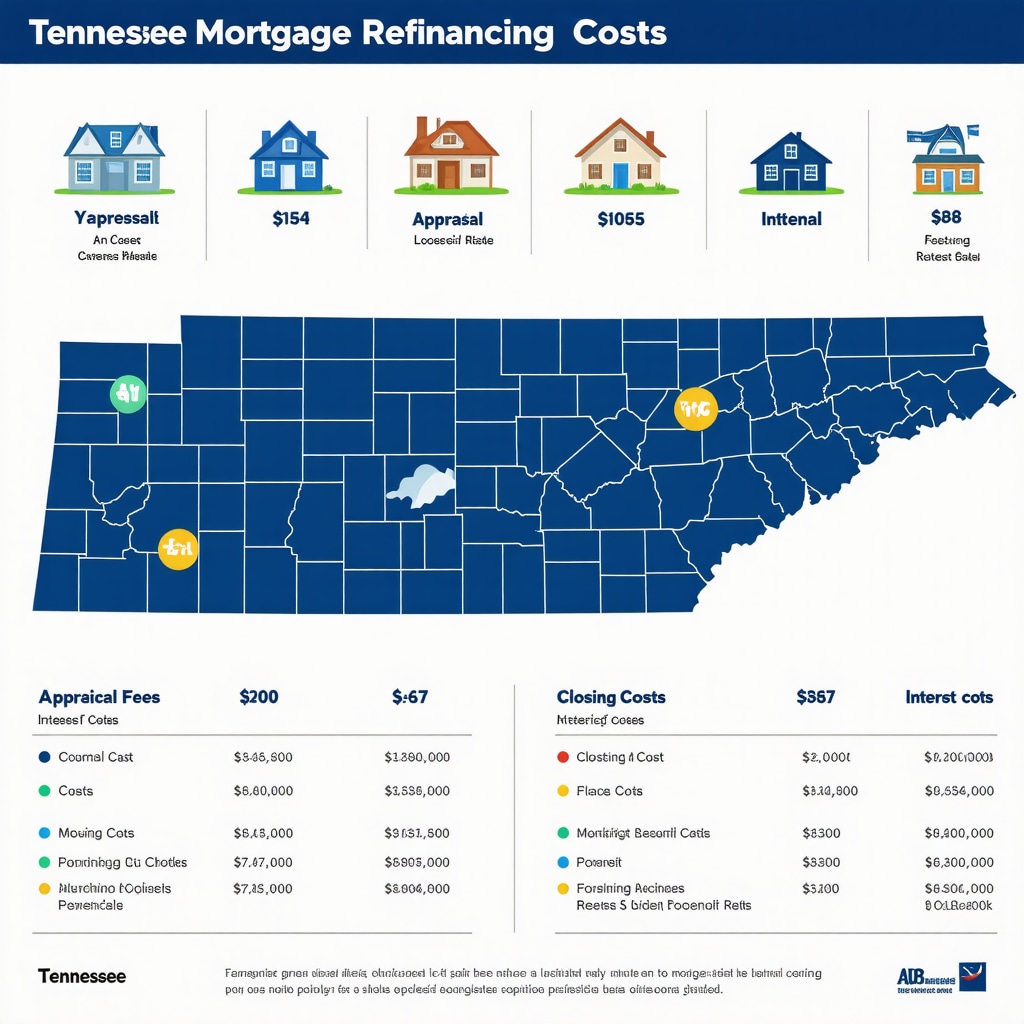 Infographic illustrating refinancing costs and factors in Tennessee mortgage market