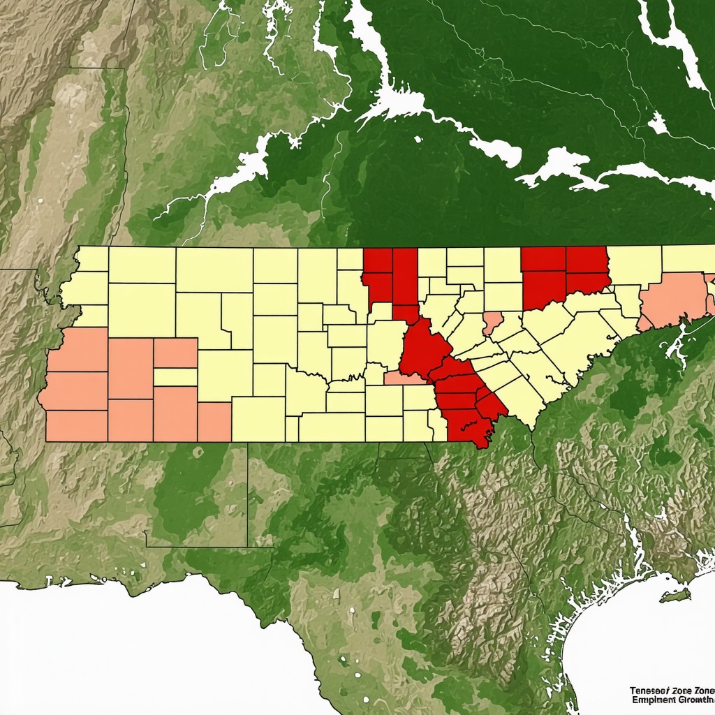 Map showing Tennessee cities with economic and housing data influencing mortgage rates