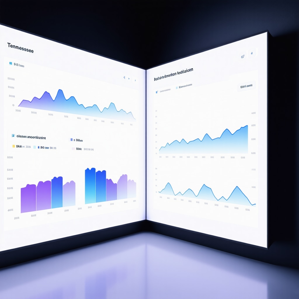 Immersive 3D virtual reality mortgage simulation displaying loan amortization and refinancing options for Tennessee borrowers