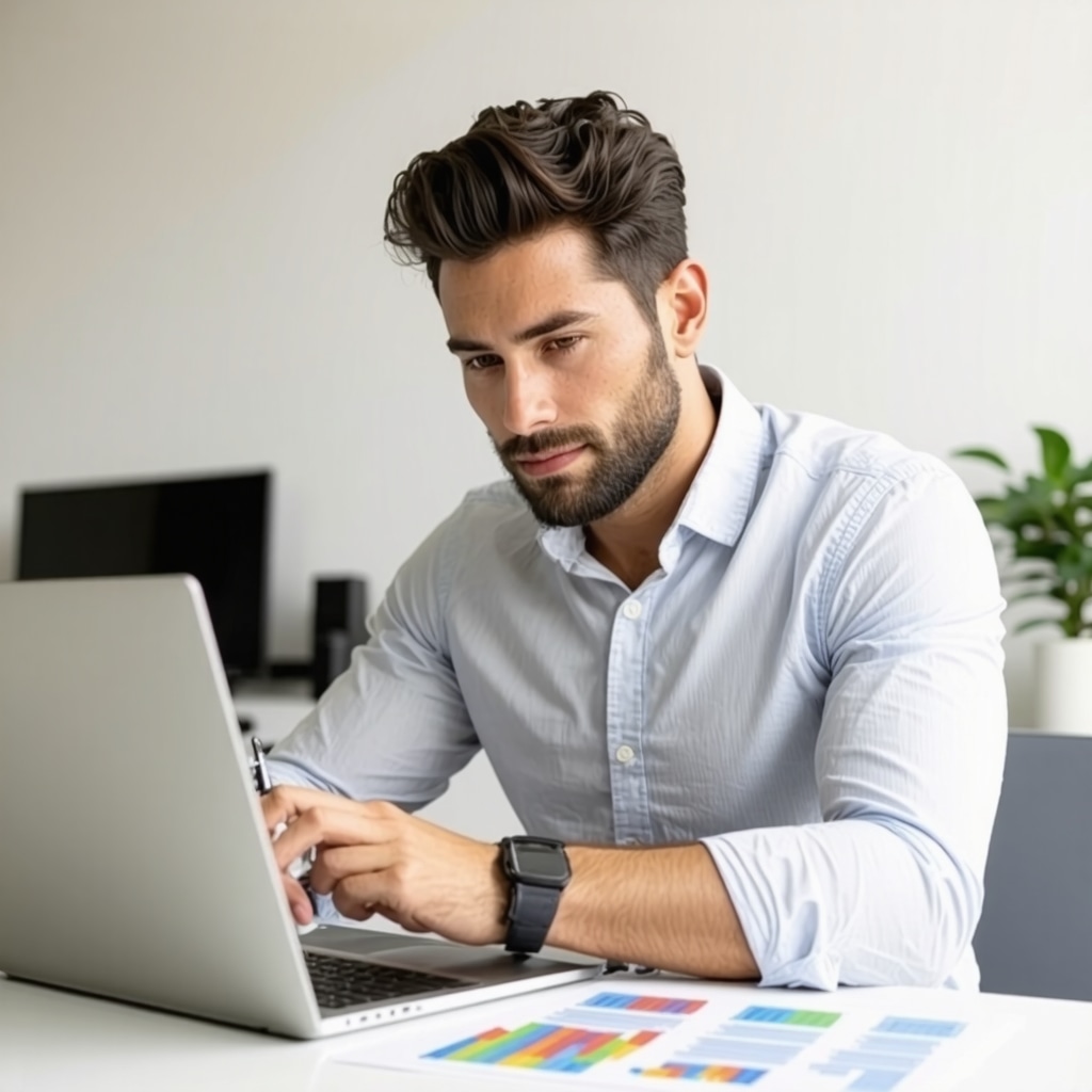 A person analyzing mortgage options and Tennessee market trends on a laptop.