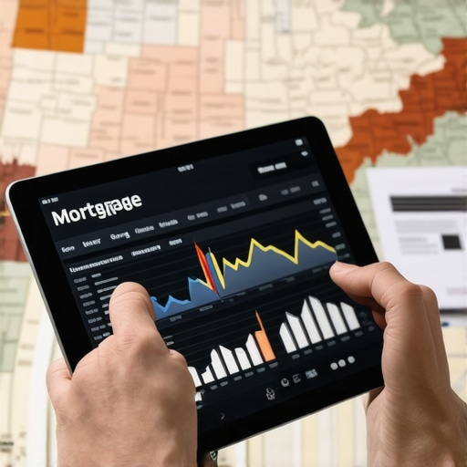 Mortgage Data Analysis in Tennessee Expert analyzing mortgage data on a digital tablet with Tennessee map background