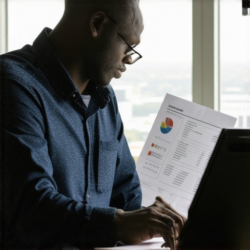 Tennessee Home Buyer Strategizing Mortgage Timing A person reviewing mortgage documents on a laptop with Tennessee cityscape view in the background.