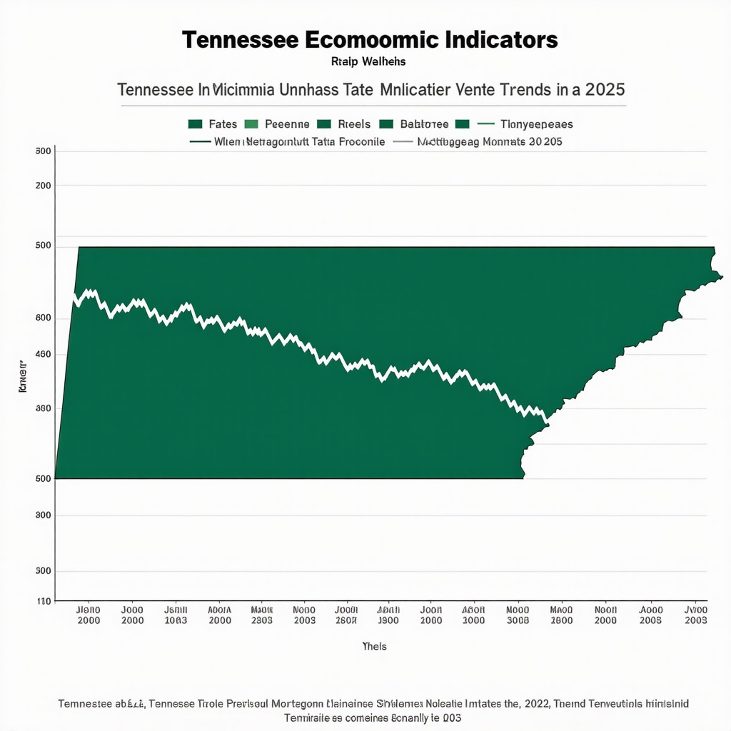 Financial chart illustrating Tennessee economic indicators and mortgage rate fluctuations in 2025.