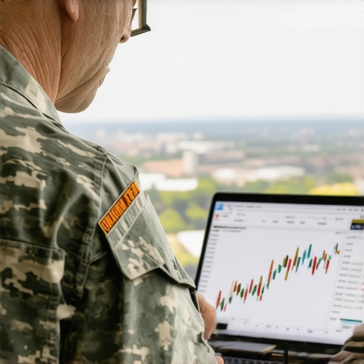 Veteran reviewing mortgage rate charts with Tennessee skyline