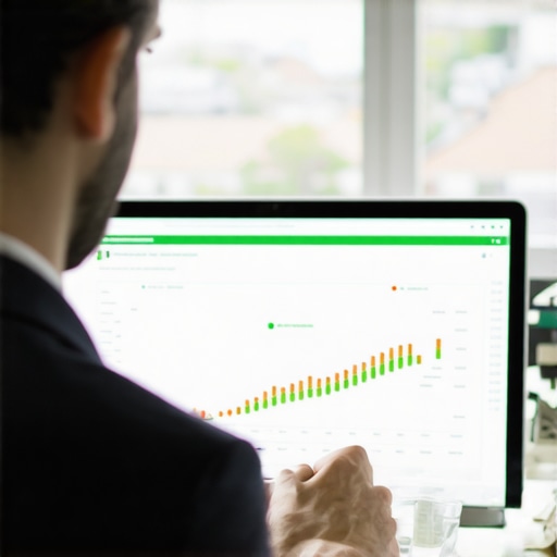 Expert Analyzing Mortgage Data Financial advisor reviewing mortgage rate trends on a digital display with Tennessee map