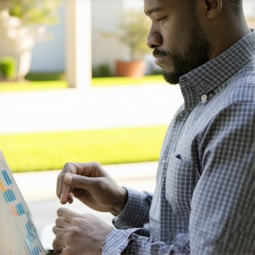 Tennessee homeowner analyzing mortgage options A person reviewing mortgage rates on a laptop with market data in a Tennessee neighborhood