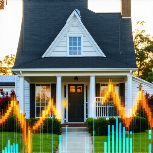 Home with mortgage rate graph overlay