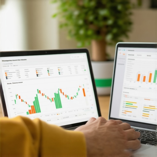 Person analyzing mortgage rates and economic data on a laptop in a home office