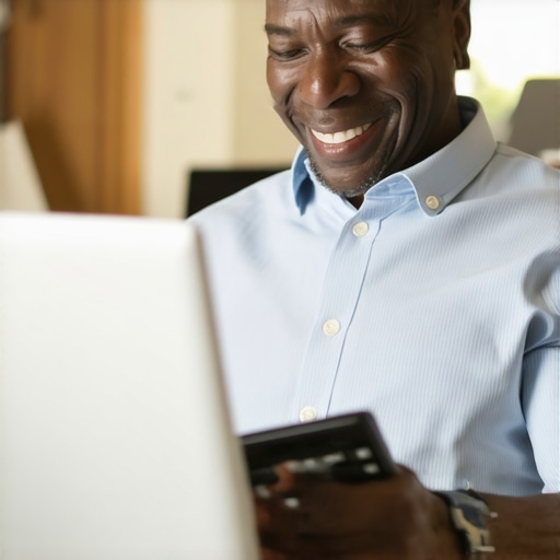A homeowner reviewing mortgage data on a laptop in their living room.