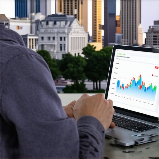 Person reviewing mortgage rate charts on a laptop with Tennessee scenery in the background.