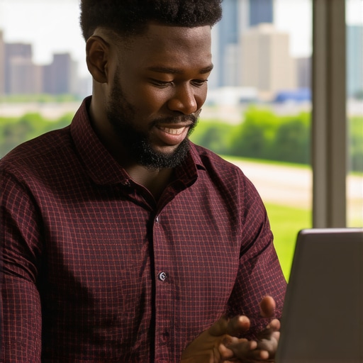 A person analyzing mortgage options on a laptop with Tennessee cityscape behind