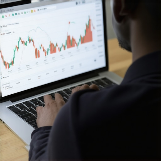 Person analyzing mortgage rates using a laptop with financial graphs