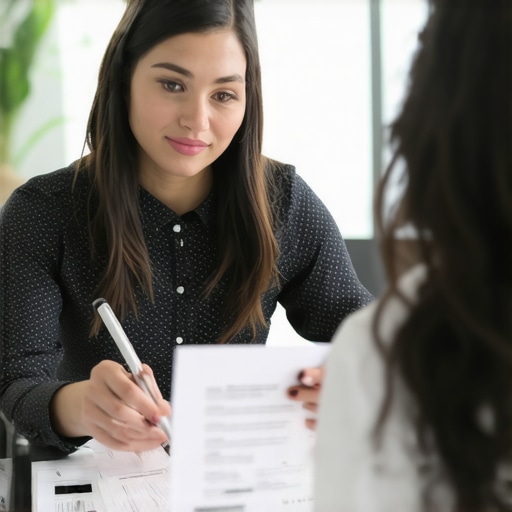 Mortgage officer discussing home loan documents with a first-time buyer in Nashville.